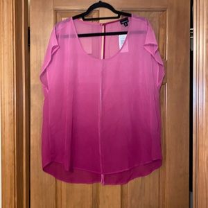 Torrid sheer ombre blouse with button details on the back